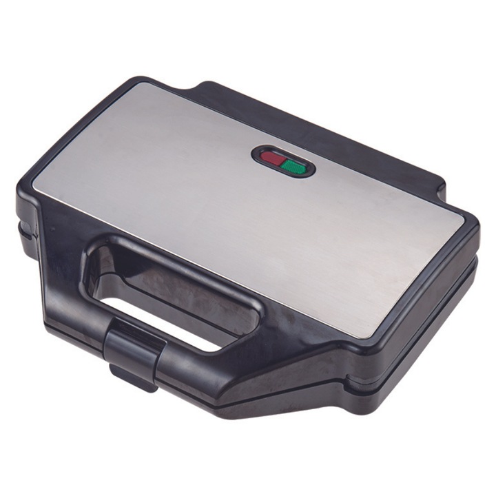 Sandwich-maker Generic ST-652, placi antiaderente, 1000W, negru + argintiu