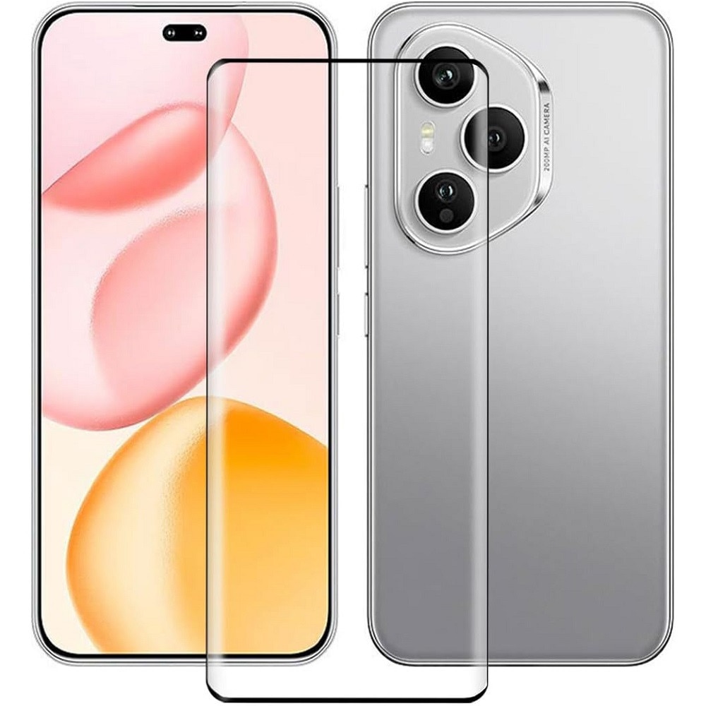 Folie de sticlă compatibilă Honor 400 Pro 5G, față, 5D, călită, curbată, cu margine neagră