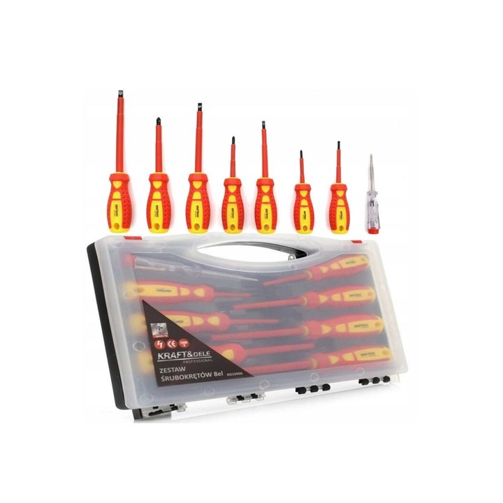 Elektromos csavarhúzó készlet, 8 részes, 1000 V, Kraft