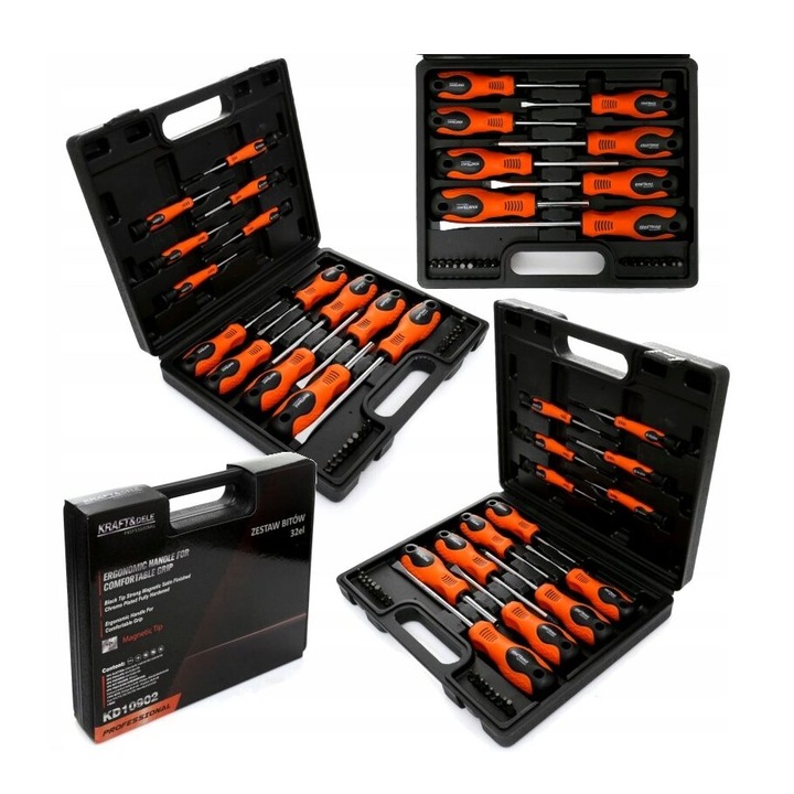 Комплект отвертки и битове, 32 части, Kraft