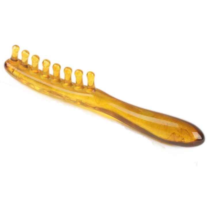 Pieptene de masaj, maner lung, dinti lati, pieptene cu dinti aspri, cafea