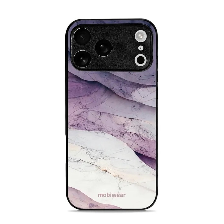 Carcasa Mobiwear Glossy pentru Apple iPhone 17 Pro Max, mramor alb si violet, rezistenta la socuri si zgarieturi, multicolor