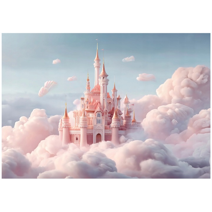 Fotótapéta Gyerekeknek, Kastély, Lány, Rózsaszín, 150x105 cm, Modern, Vlies, Tapéta, 15928VX3
