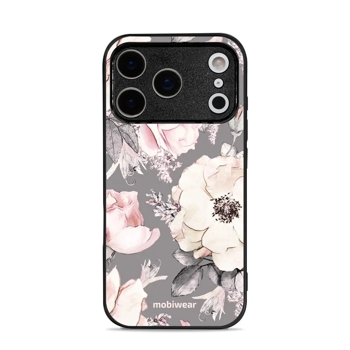 Калъф за телефон Mobiwear Glossy за Apple iPhone 17 Pro, дизайн цветя, устойчив на удари и надрасквания, многоцветен