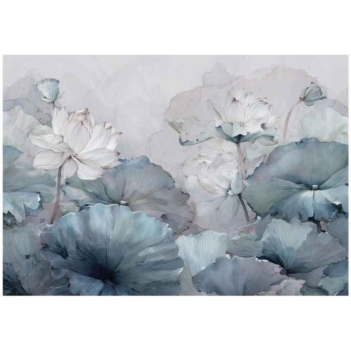 Fotótapéta, Virágok, Kék, Természet, 400x280 cm, Modern, Vlies, Tapéta, Hálószoba, Szoba, Nappali, Fal, Dekoráció, 15962VX8