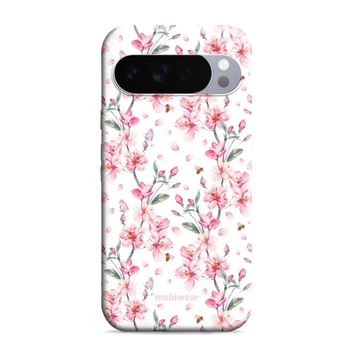 Husa rezistenta Mobiwear Elite Pro, Google Pixel 10 Pro XL, roz cu flori, material plastic si TPU, set 1 buc.