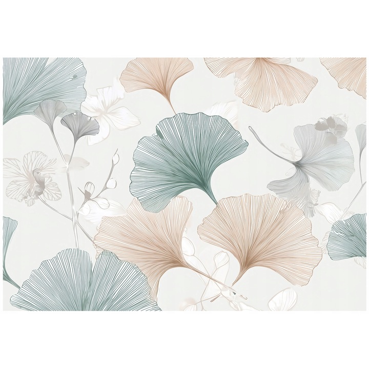 Fotótapéta, Levelek, Ginkgo biloba, Beton, 400x280 cm, Modern, Vlies, Tapéta, Hálószobába, Szobába, Nappaliba, Falra, Dekoráció, 15936VX8