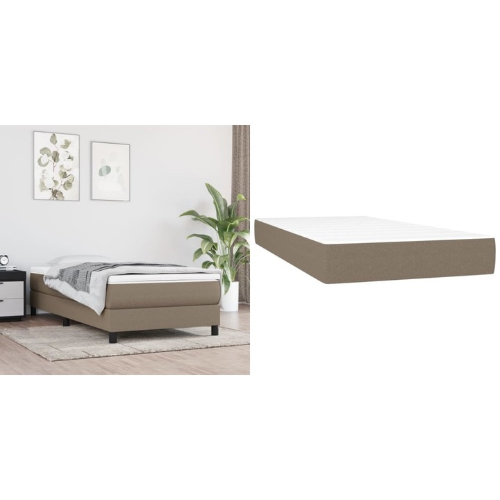 Saltea de pat cu arcuri, gri taupe, 90x190x20 cm, textil