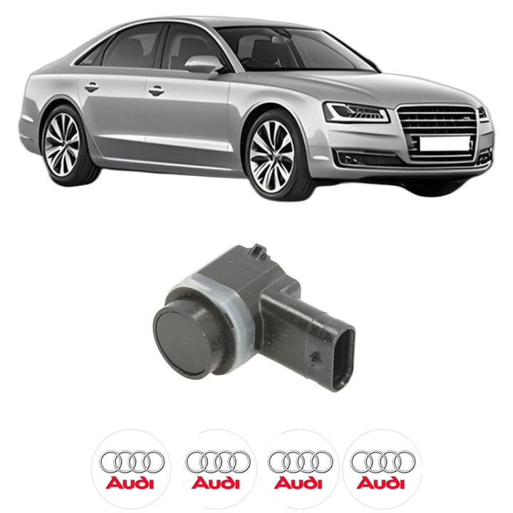 Senzor parcare AUDI A8 D4 (4H2, 4H8, 4HC, 4HL) din 2009-2018, pentru bara Fata, 4 Stickere auto AUDI