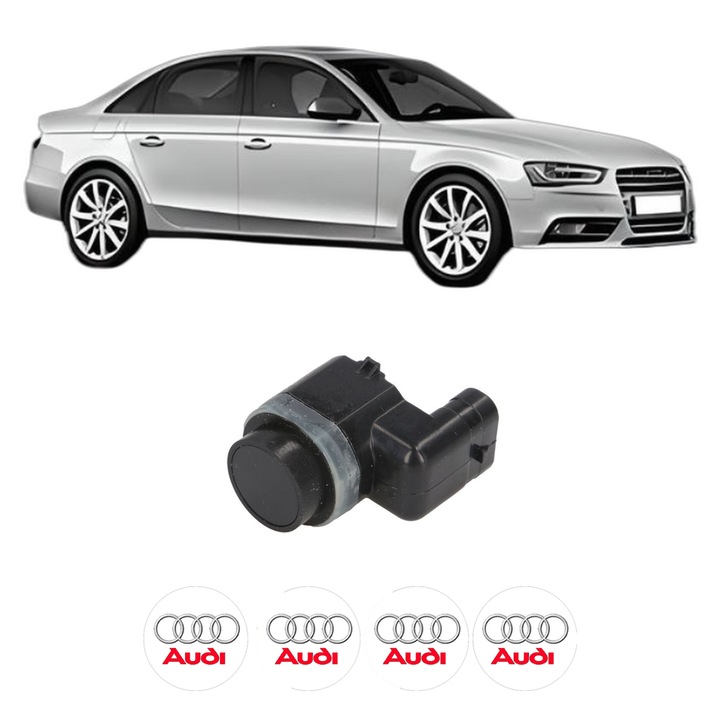 Senzor parcare AUDI A4 B8 (8K2) din 2007-2015, pentru bara Fata Spate, 4 Stickere auto AUDI