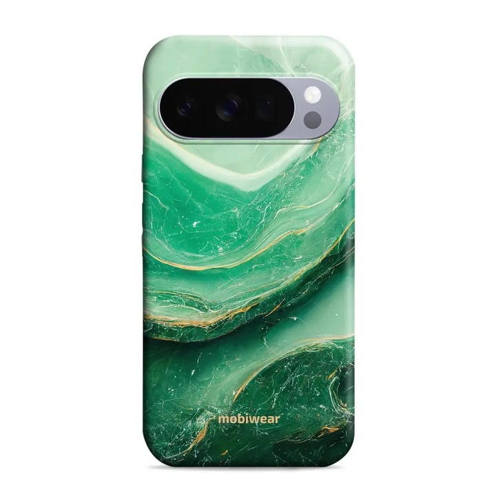 Husa rezistenta Mobiwear Elite Pro pentru Google Pixel 10 Pro, marmorata verde, material plastic si TPU, set 1 buc.