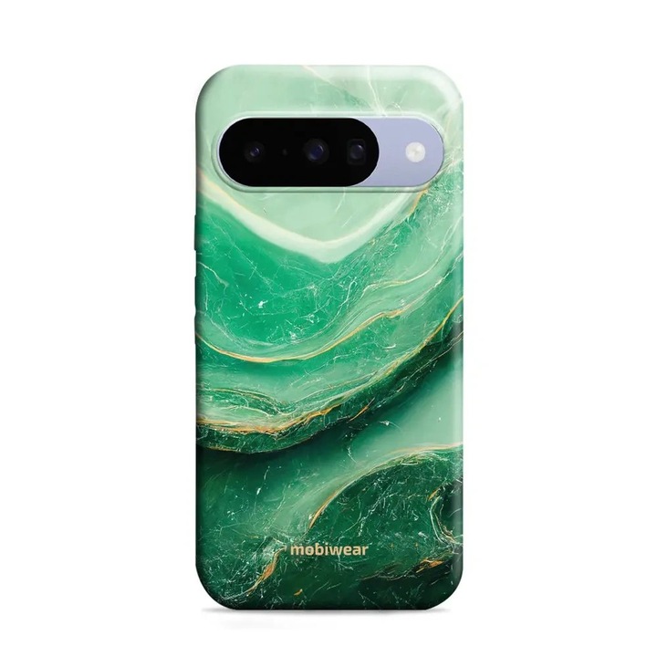 Husa rezistenta Mobiwear Elite Pro set pentru Google Pixel 10, marmorata verde, material plastic si TPU, protectie impotriva socurilor si zgarieturilor