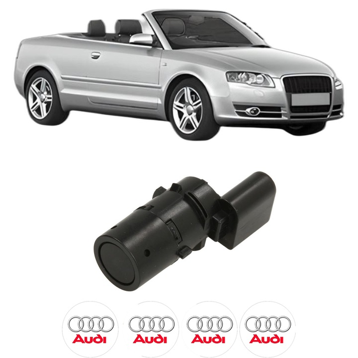 Senzor parcare AUDI A4 B6 Convertible (8H7) din 2002-2005, pentru bara Fata Spate, 4 Stickere auto AUDI