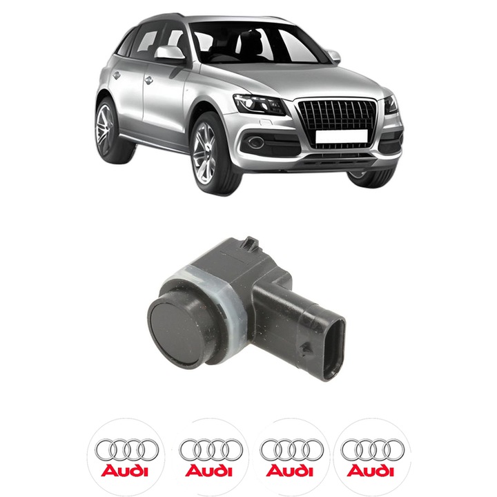 Senzor parcare AUDI Q5 (8RB) din 2008-2017, pentru bara Fata, 4 Stickere auto AUDI