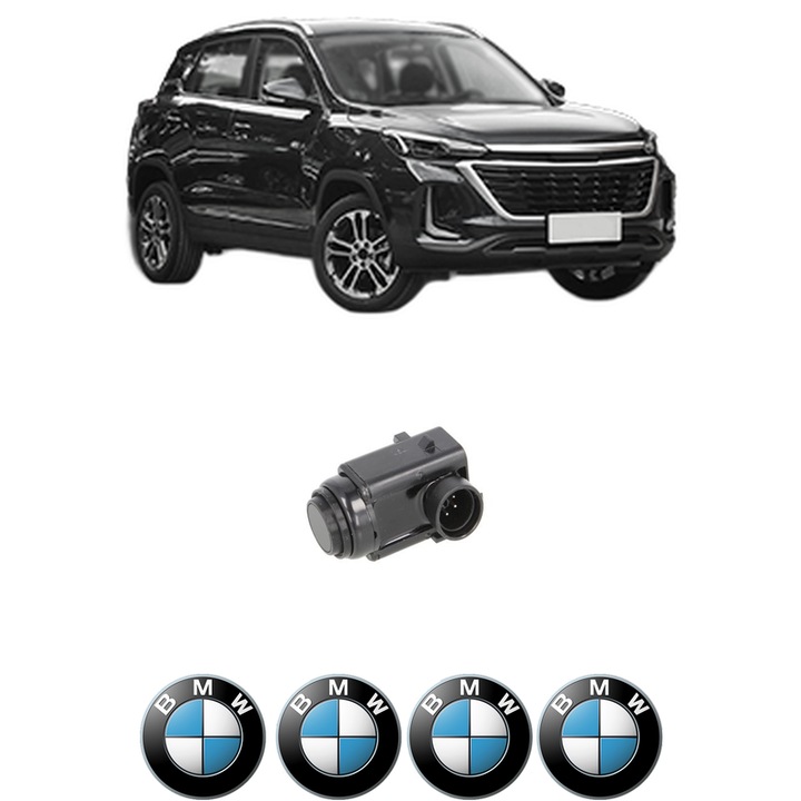 Senzor parcare BMW SERIA X3 din 2004-2021, pentru bara Fata Spate, 4 Stickere auto BMW SERIA