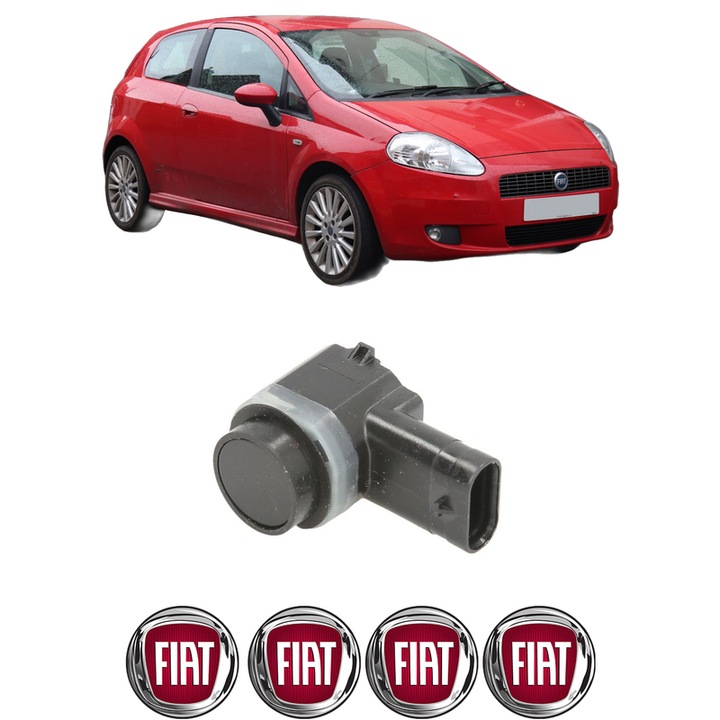Senzor parcare FIAT GRANDE PUNTO (199_) din 2005-2015, pentru bara Fata, 4 Stickere auto FIAT