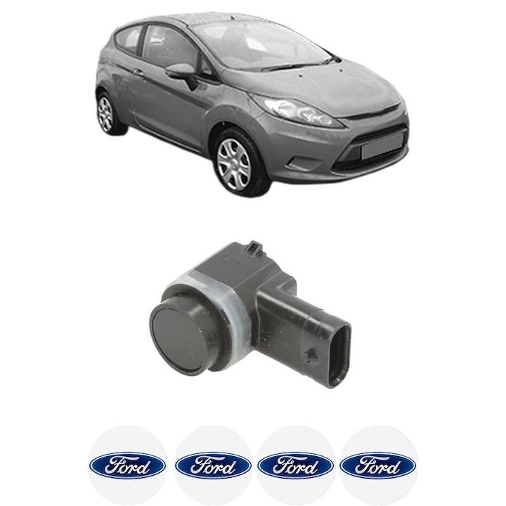 Senzor parcare FORD FIESTA VI (CB1, CCN) din 2008-2018, pentru bara Fata, 4 Stickere auto FORD