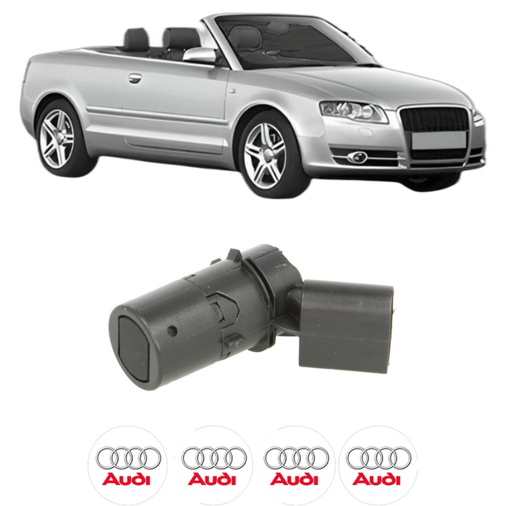Senzor parcare AUDI A4 B6 Convertible (8H7) din 2002-2005, pentru bara Fata Spate, 4 Stickere auto AUDI