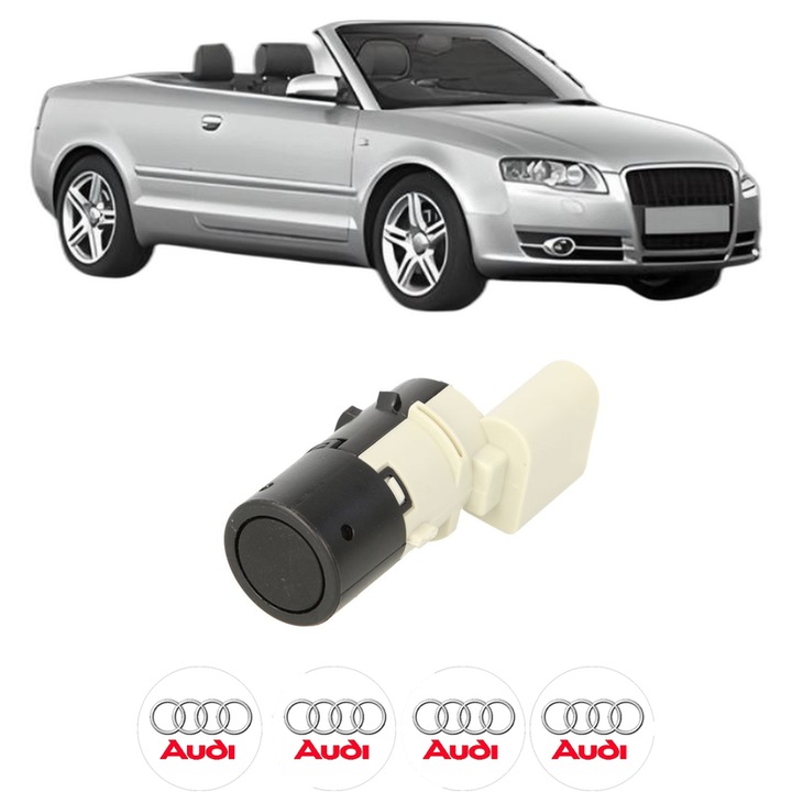 Senzor parcare AUDI A4 B6 Convertible (8H7) din 2002-2005, pentru bara Spate Fata, 4 Stickere auto AUDI