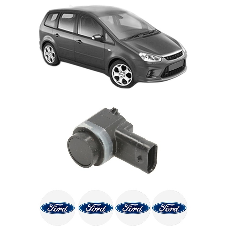 Senzor parcare FORD C-MAX (DM2) din 2007-2010, pentru bara Fata, 4 Stickere auto FORD