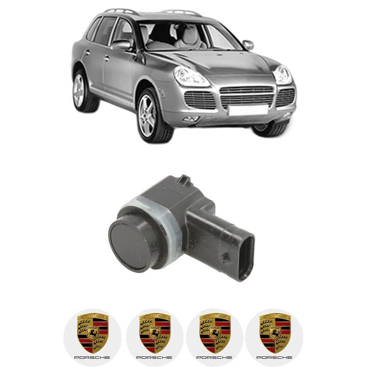 Senzor parcare PORSCHE CAYENNE (9PA) din 2002-2010, pentru bara Fata, 4 Stickere auto PORSCHE