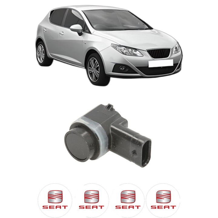 Senzor parcare SEAT IBIZA IV (6J5, 6P1) din 2008-2017, pentru bara Fata, 4 Stickere auto SEAT