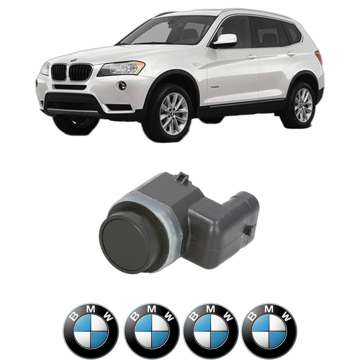 Senzor parcare BMW SERIA X3 (F25) din 2010-2017, pentru bara Fata, 4 Stickere auto BMW SERIA