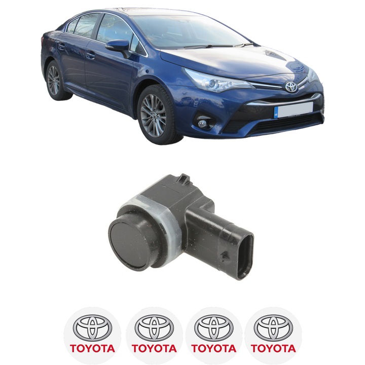 Senzor parcare TOYOTA AVENSIS Saloon (_T27_) din 2008-2018, pentru bara Fata, 4 Stickere auto TOYOTA