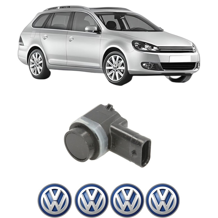Senzor parcare Volkswagen GOLF VI Variant (AJ5) din 2009-2013, pentru bara Fata, 4 Stickere auto Volkswagen