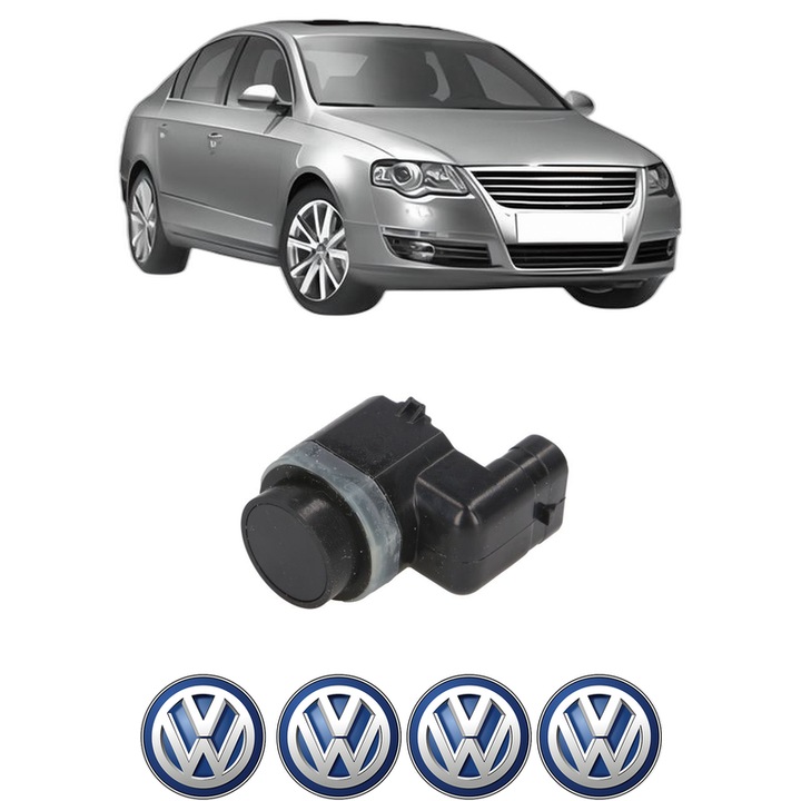 Senzor parcare Volkswagen PASSAT B6 (3C2) din 2005-2010, pentru bara Fata Spate, 4 Stickere auto Volkswagen