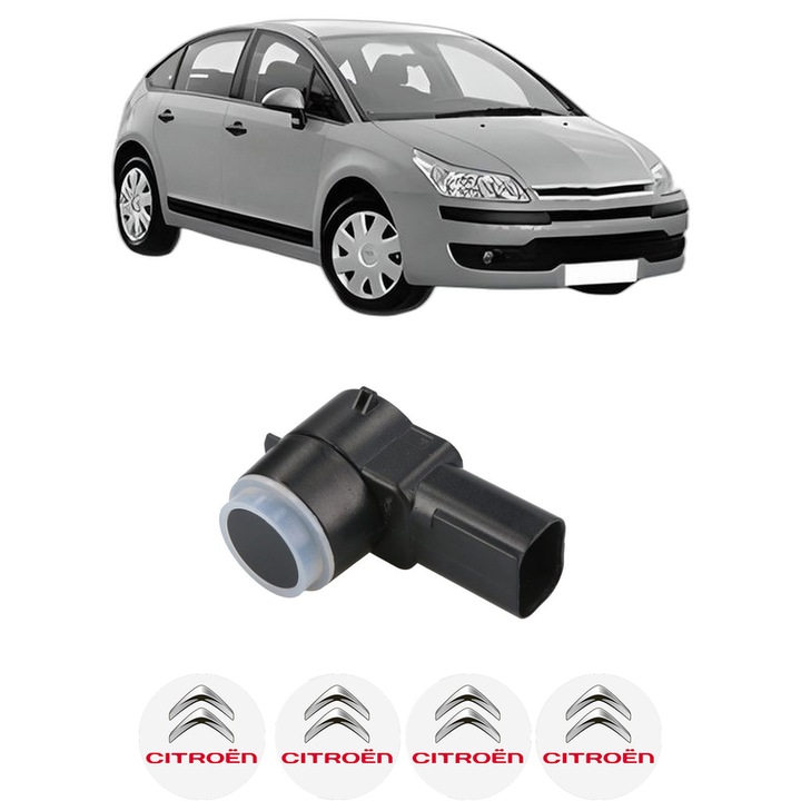 Senzor parcare CITROEN C4 I (LC_) din 2004-2012, pentru bara Fata Spate, 4 Stickere auto CITROEN