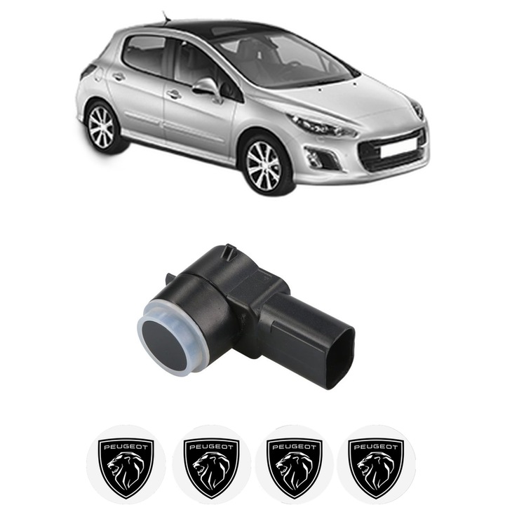 Senzor parcare PEUGEOT 308 I (4A_, 4C_) din 2007-2015, pentru bara Fata Spate, 4 Stickere auto PEUGEOT