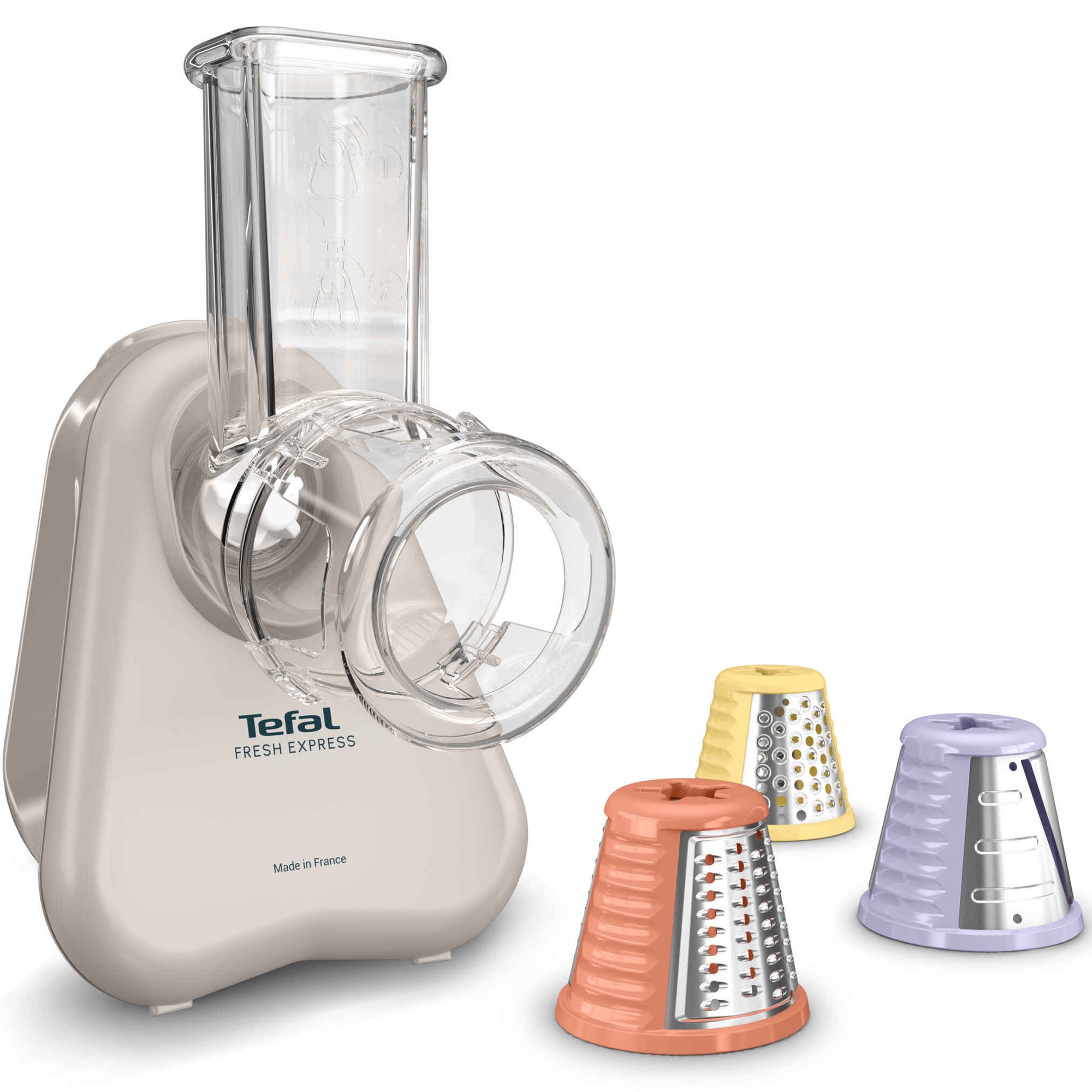 Razatoare electrica Tefal Fresh Express DN853BE0, 150W, 3 in 1, 3 conuri detasabile pentru feliare, maruntire si taiere cuburi, compatibil masina de spalat vase, design compact, gr