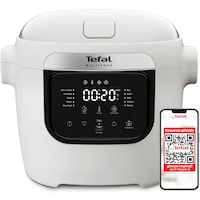 Multicooker Tefal Multicook Basic MY700B30, 700W, capacitate 6L, 10 programe de gatire, panou de comanda digital, oprire automata, vas antiaderent, timp si temperatura ajustabile, alb & negru