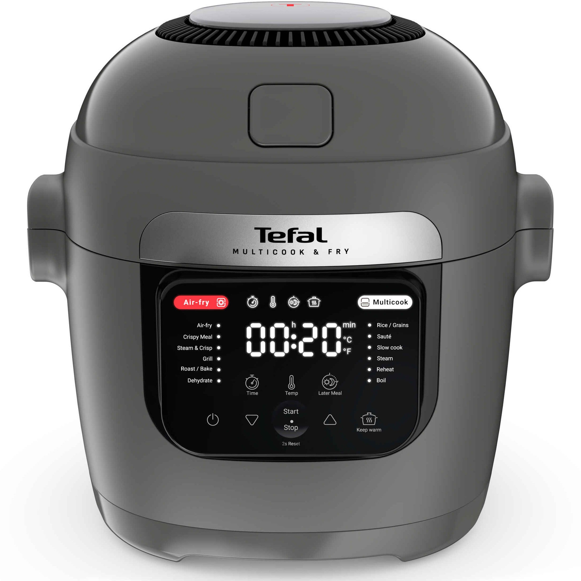 Multicooker inteligent Tefal Multicook & Fry MY731BF0, 1200W, capacitate vas ceramic antiaderent 6L, 12 programe automate, functie aer cald, functie pastrare la cald, temperatura r