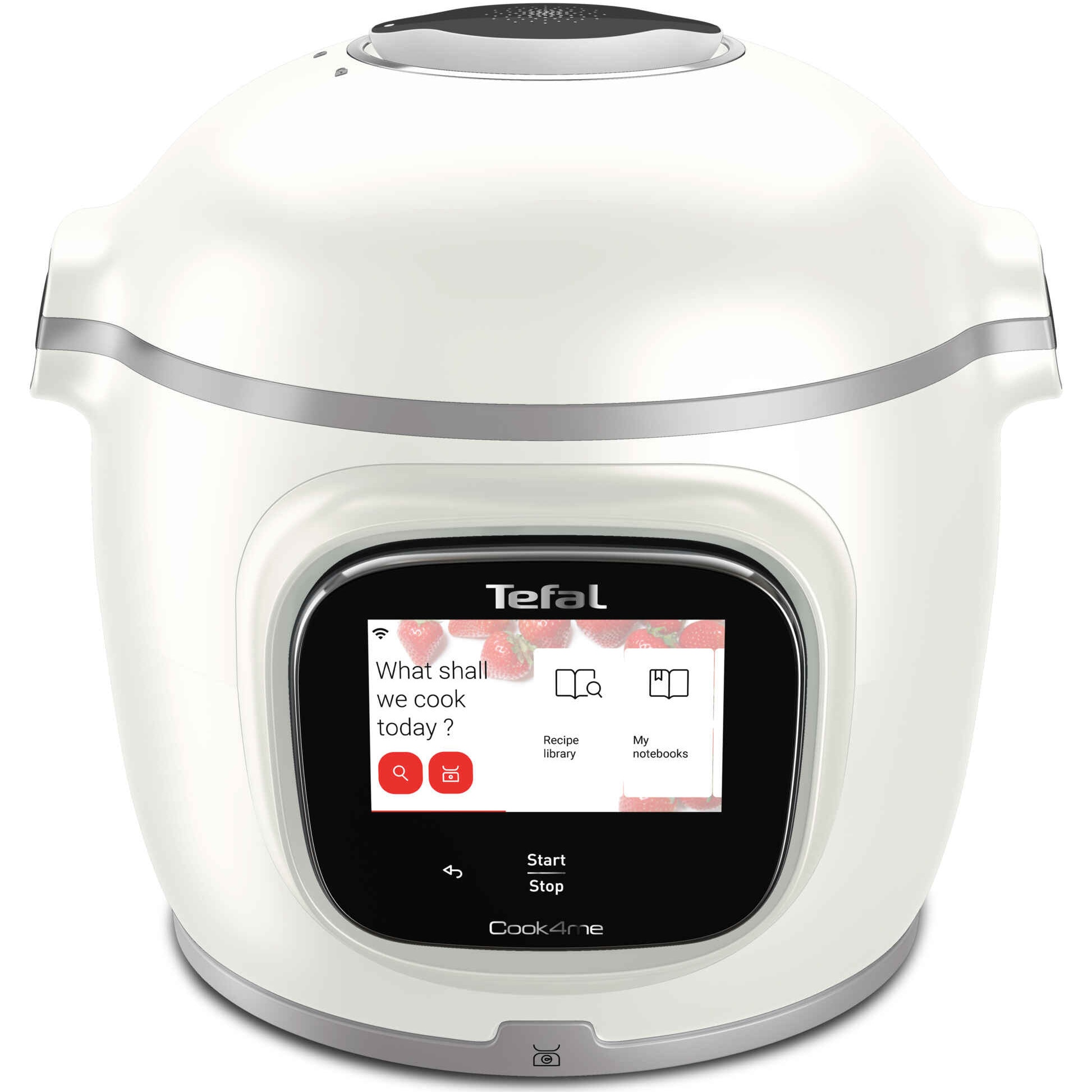 Multicooker inteligent cu gatire sub presiune Tefal Cook4me Touch Pro CY9441F2, 1600W, capacitate vas ceramic antiaderent 6L, 13 programe de gatire, Wi-Fi, cantar integrat, ecran t