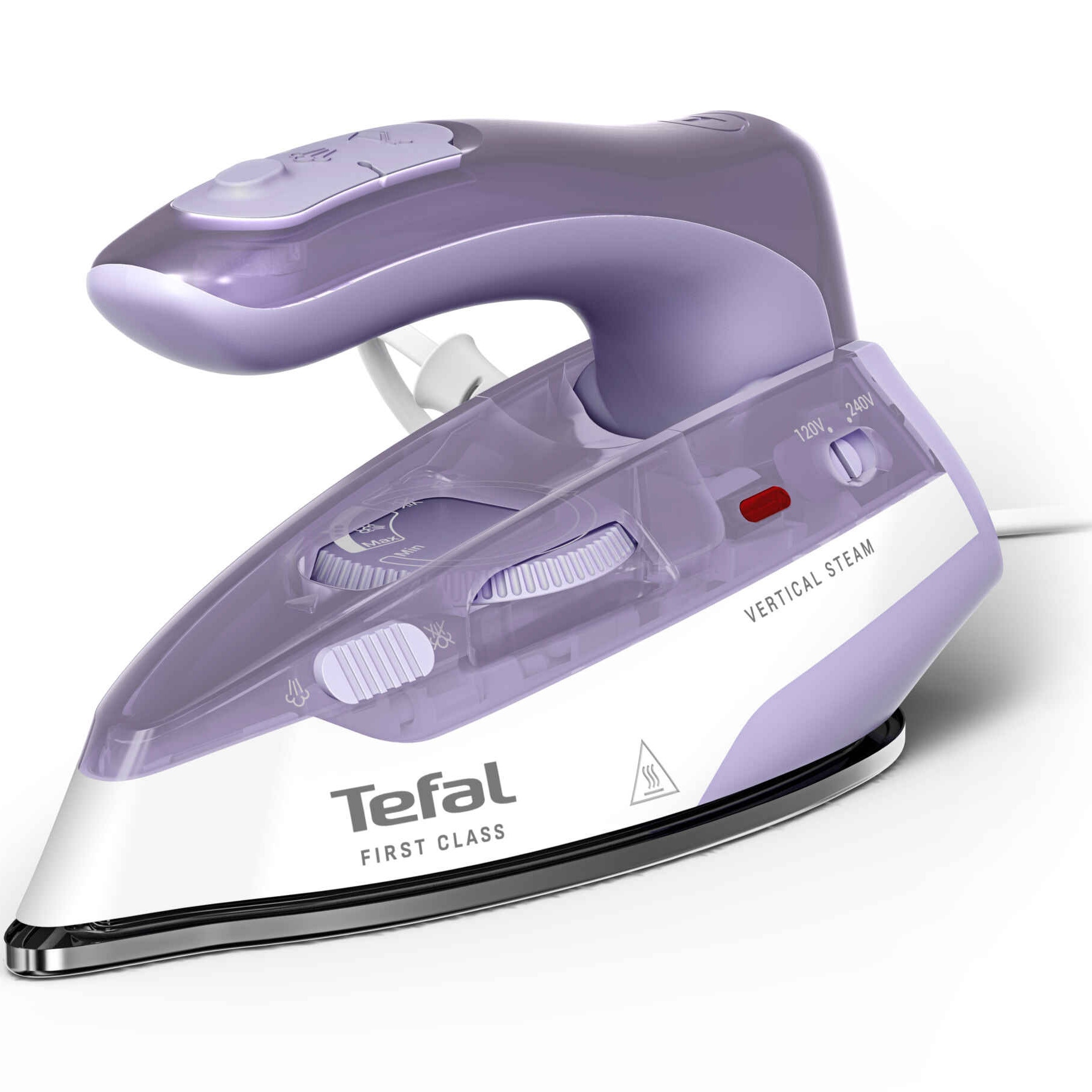 Fier de calcat cu aburi pentru voiaj Tefal First Class DB1612E0, 1000W, jet de abur 45 g/min, abur variabil 0-10 g/min, talpa Microsteam 200, functie abur vertical, maner pliabil,