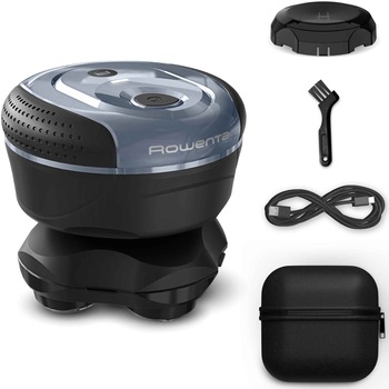 Aparat de ras pentru cap Rowenta Head Shaver TN3110E0, pana la 80 minute autonomie, 7300 RPM, 5 capete flexibile cu invelis din titan, precizie de 0.1 mm, tehnologia GentleSkin, Wet & Dry, husa inclusa, negru & albastru