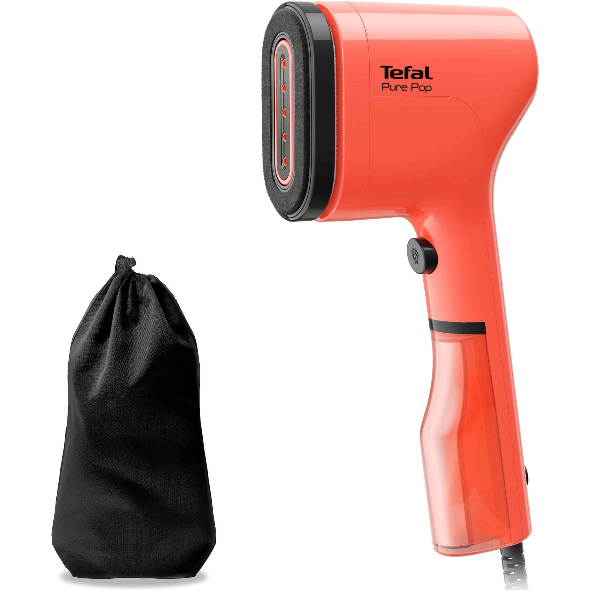 Aparat de calcat vertical cu abur Tefal Pure Pop DT2022E1, 1300W, abur variabil pana la 20g/min, recipient apa 70 ml detasabil, paduri reversibile, incalzire rapida 15 secunde, ros