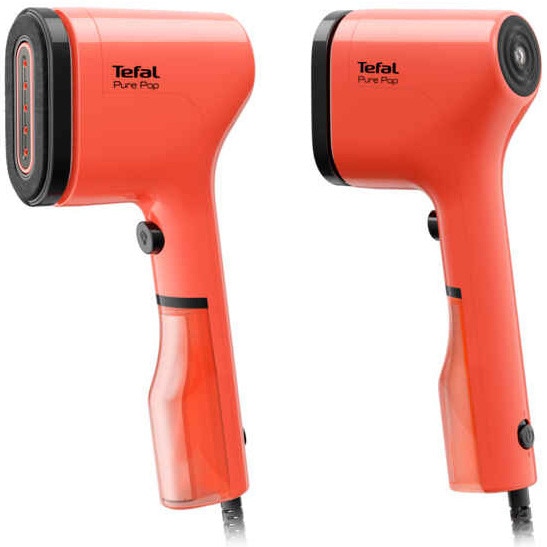 Aparat de calcat vertical cu abur Tefal Pure Pop DT2022E1, 1300W, abur variabil pana la 20g/min, recipient apa 70 ml detasabil, paduri reversibile, incalzire rapida 15 secunde, rosu