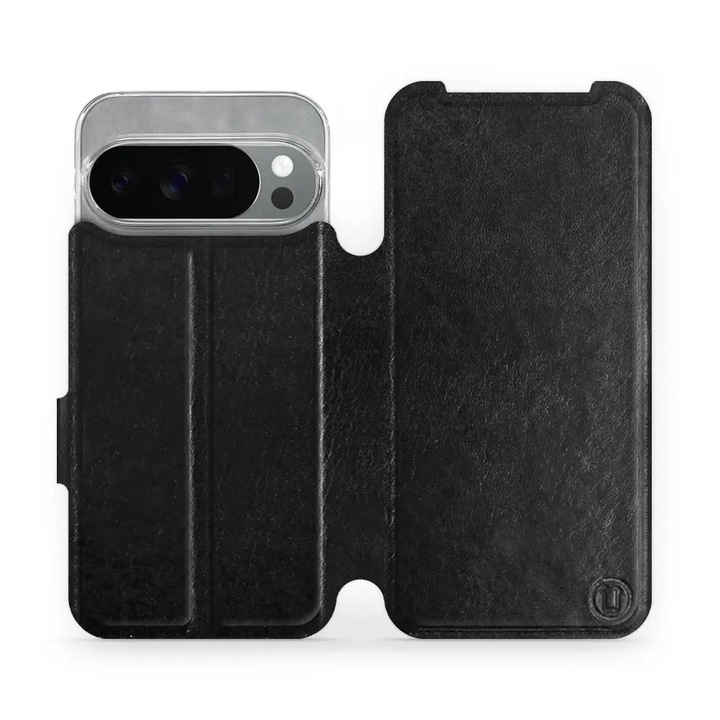 Husa flip Mobiwear pentru Google Pixel 10 Pro, neagra, material din piele ecologica, rezistenta la socuri si zgarieturi