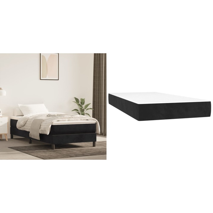 Saltea de pat cu arcuri, negru, 120x190x20 cm, textil