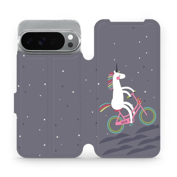 Husa flip Mobiwear pentru Google Pixel 10 Pro XL, design cu animale, multicolor, material din piele ecologica