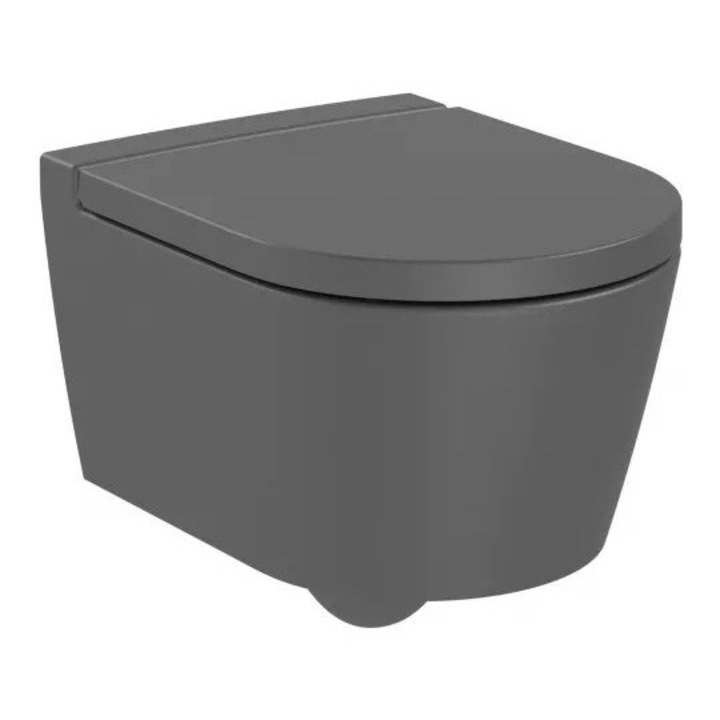 Vas WC Roca Inspira Round A346528640, suspendat, Rimless, fara capac, mat, Antracit