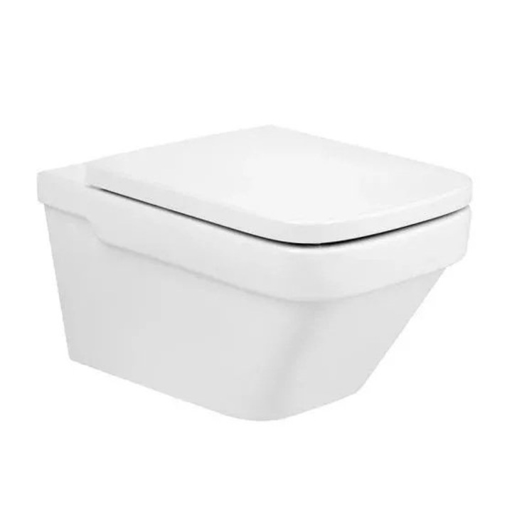 Vas WC Roca Dama A34678L000, suspendat, Rimless, fara capac, Alb