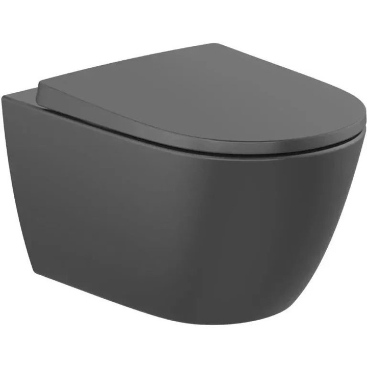 Vas WC Roca Ona, suspendat, fara capac, negru mat