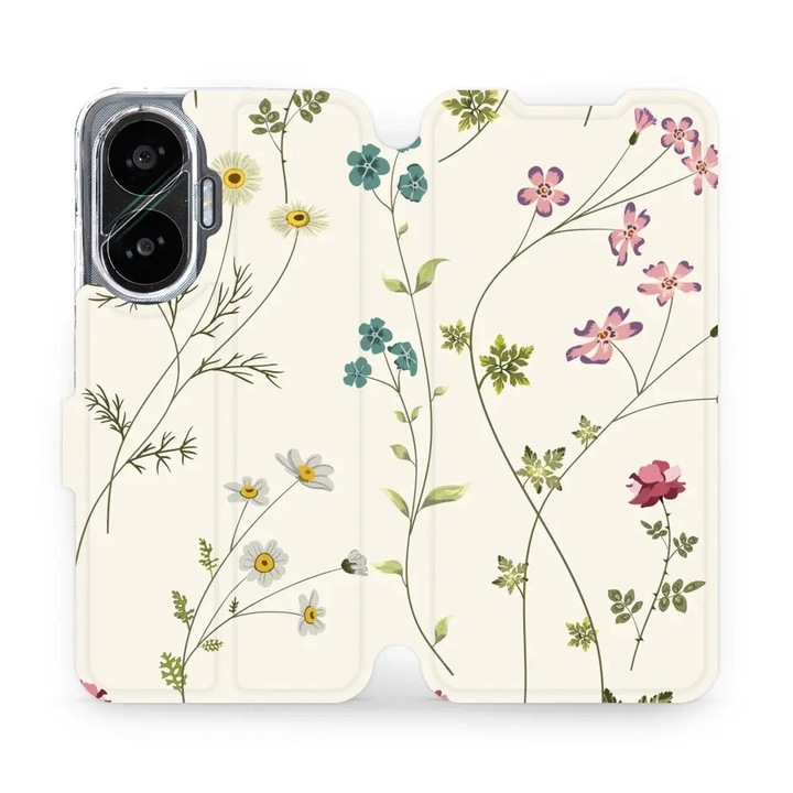 Husa flip Mobiwear pentru Xiaomi Poco F7, design cu flori, rezistenta la socuri si zgarieturi, multicolor