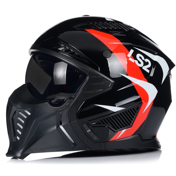 Casca Moto, LS2 OF606 Drifter Triality, Rosu/negru, Protectie UV, ABS, ECE 22.06, M 57-58 cm