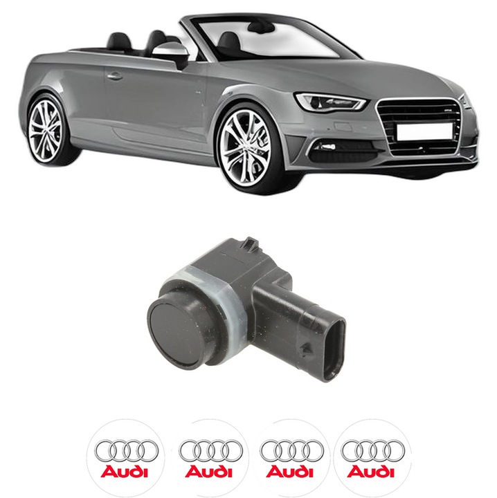 Senzor parcare AUDI A3 Convertible (8V7, 8VE) din 2013-2020, pentru bara Fata, 4 Stickere auto AUDI