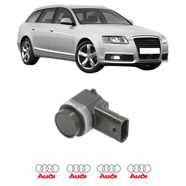 Senzor parcare AUDI A6 Allroad C6 (4FH) din 2006-2011, pentru bara Fata, 4 Stickere auto AUDI